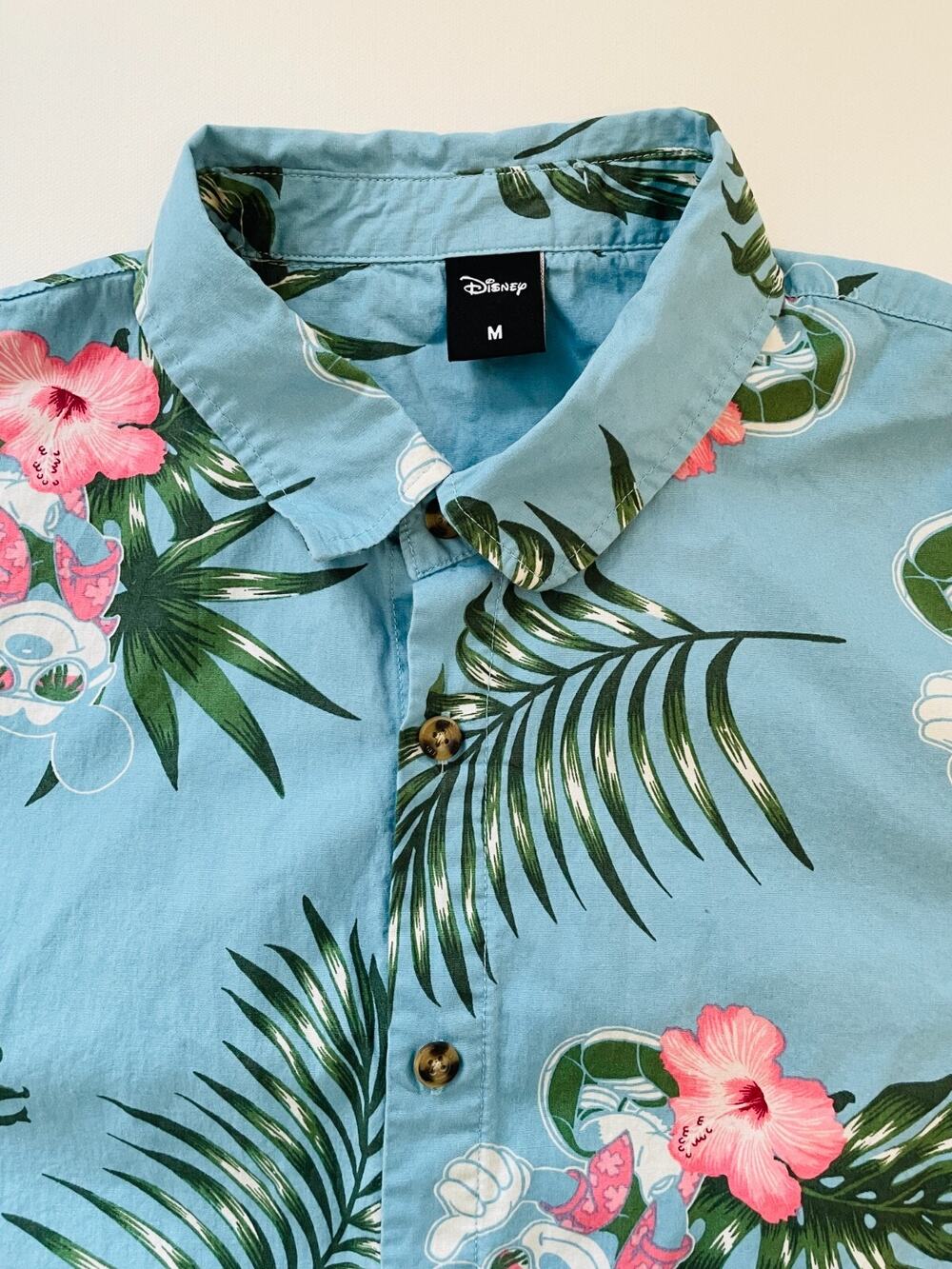 Neff X Disney Mickey Mouse Hawaiian Shirt Men’s M Blue Tropical Floral Aloha